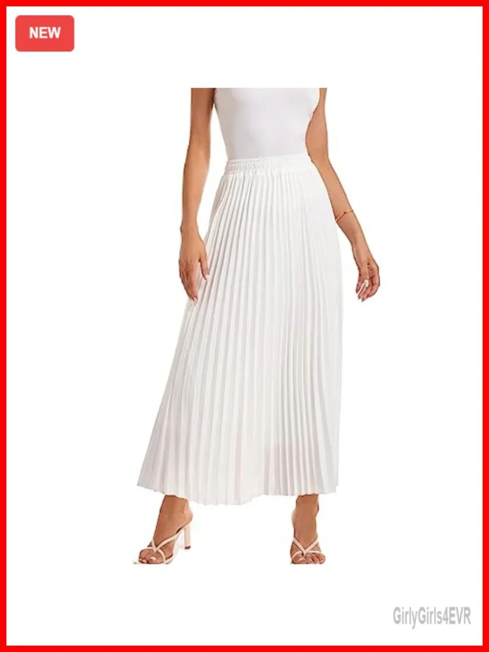 Women's Elastic High Waist Pleated Tiered Boho Swing A-Line Maxi Skirt
